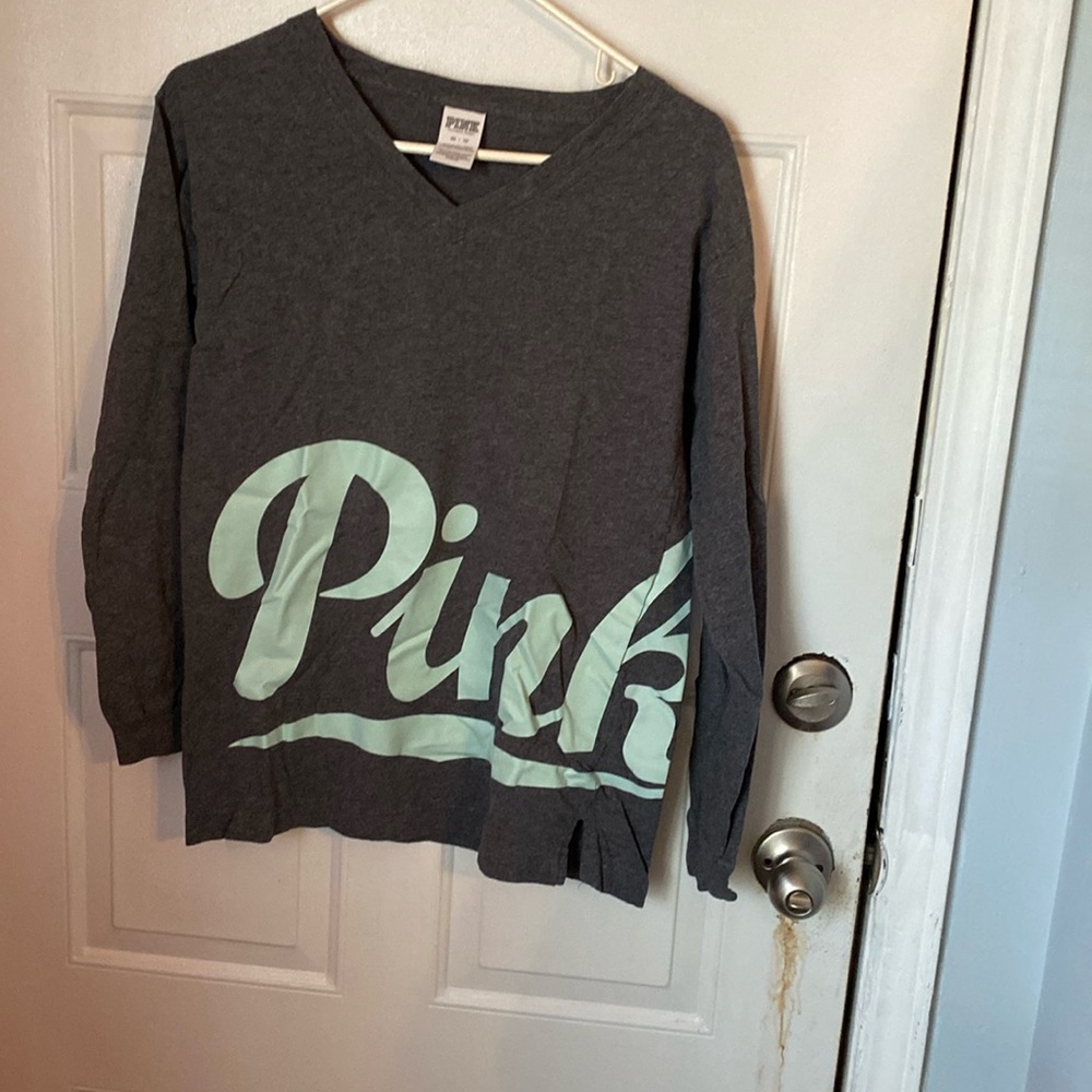 Victoria secret gray and green long sleeve shirt